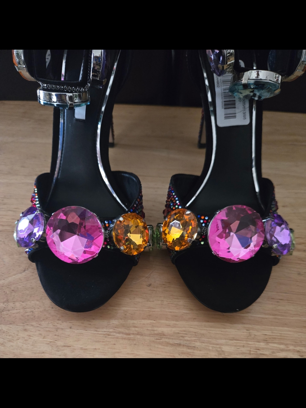 Gianni Bini Oaklynn Suede Rainbow Rhinestone Jeweled Ankle Sandals Size 7 - Picture 4 of 9